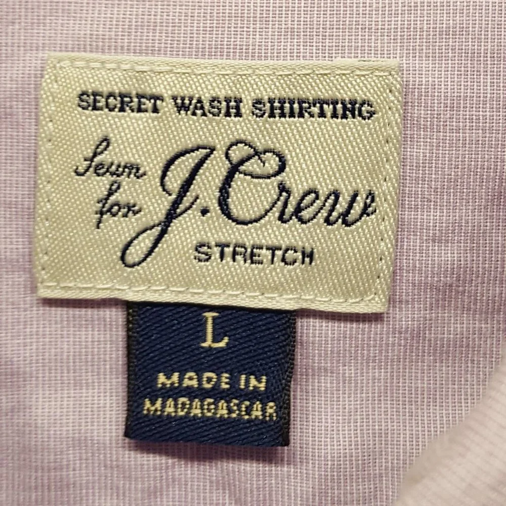 J. Crew Shirt Stretch Classic Fit L/S Button Down Light Purple Size Large